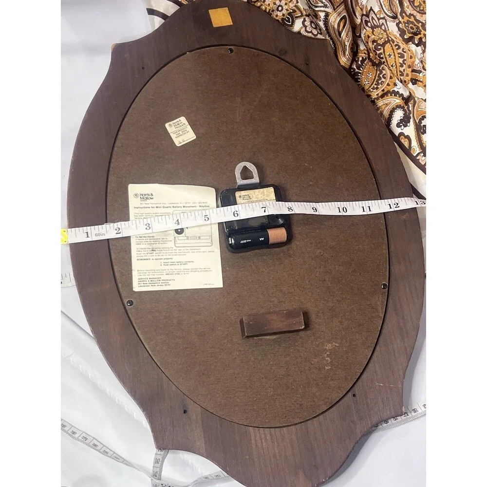 Vintage Verichron Quartz Oval Wall Clock Wood Frame Analog Model 103266 284 24